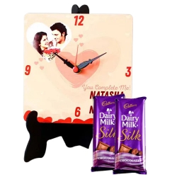 Eye Catching Personalized Photo Clock with Cadbury Dairy Milk Silk to India