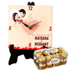 Best Personalized Photo Table Clock with Ferrero Rocher Chocolates to Ambattur