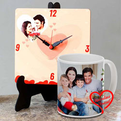 Superb Personalized Photo Table Clock with a Personalized Coffee Mug