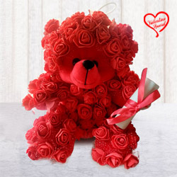 Smart Rose Teddy with Personalized Message to India