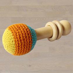 Marvelous Wooden Non-Toxic Crochet Shaker Rattle Toy