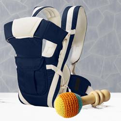 Marvelous Wooden Rattle Toy with Baby Carrier Cum Kangaroo Bag 	<br> to India