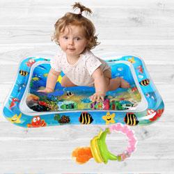 Exclusive Inflatable Water Tummy Time Playmat with Food Nibbler