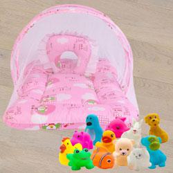 Marvelous Mattress with Mosquito Net N Animal Water Toys<br><br> to Alwaye