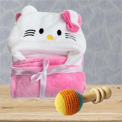 Marvelous Wrapper Baby Bath Towel with Rattle Toy<br> to Punalur