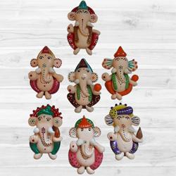 Attractive Handmade Ganesh Fridge Magnet Set of 7 pcs to World-wide-diwali-kids-gift.asp