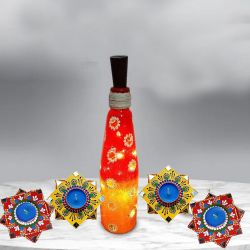 Stunning Dot Mandala Art Diya with Bottle Art Lighting Lamp to Andaman and Nicobar Islands