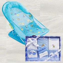 Marvelous Baby Bather N Cotton Clothes Gift Set to Alwaye
