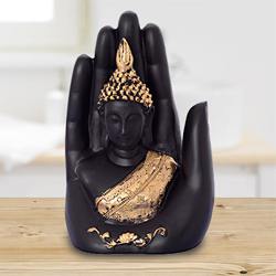 Auspicious Golden Handcrafted Palm Buddha to Ghaziabad