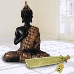 Divine Meditating Lord Buddha Idol N Incense Stick in Ash Catcher to Ambattur