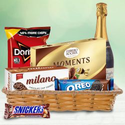 Exclusive Festive Wishes Gourmet Basket with Fruit Wine to India