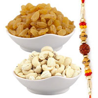 Charming One Bhaiya Rakhi with cashew and raisins to Rakhi-to-world-wide.asp