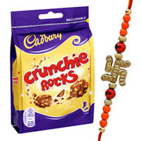 Fashionable 1 Bhaiya Rakhi and Cadbury Crunchie Rocks Chocolate Bag to Rakhi-to-world-wide.asp
