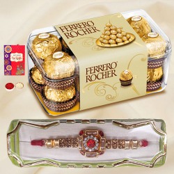 Ferrero Rocher N Gold Glow Rakhi to Newzealand-rakhi-chocolates.asp