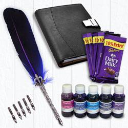 Marvelous Calligraphy Quill Set with Ink n Chocolates to Punalur