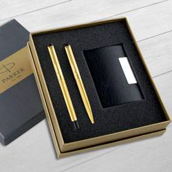 Exclusive Parker Roller n Ball Pen with Card Holder to Alwaye