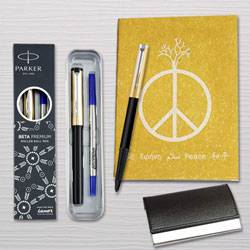 Appealing Parker Pen with Diary Planner and Visiting Card Holder Combo to Sivaganga
