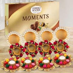 Remarkable Diya Set with Ferrero Rocher to India