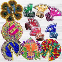 Exclusive Pack of 5 Laddu Gopal Dress with Jewellery Set N 6 Pcs Pagdi