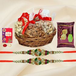 Exquisite Gift of Stone Rakhi with Dry Fruits n Sweets