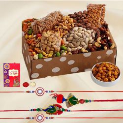 Admirable Family Rakhi Set with Dried Fruits n Gourmet Gift Box to Hariyana