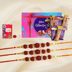 Threesome Rudraksha Rakhi n Chocolate Binge