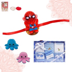 Rakhi with Baby Boy Cotton Clothes N Soft Toy Supreme