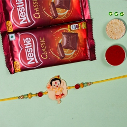 Traditional Ganesha Rakhi N Nestle Chocolates Combo