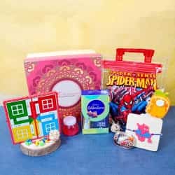 Attractive Kids Rakhi with Games N Chocolate Combo to Lakshadweep