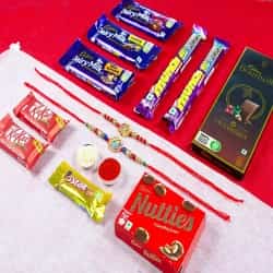 Graceful Kundan Rakhi with Chocolates Combo