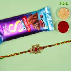Attractive Kundan Rakhi n Cadbury Silk Duo to Andaman and Nicobar Islands
