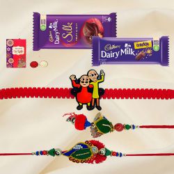 Enchanting Family Rakhi Set with Cadbury Dairy Milk Chocolates to Lakshadweep
