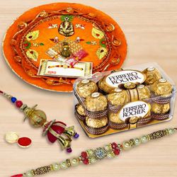 Ferrero Rocher with Pooja Thali n Bhaiya Bhabhi Rakhi
