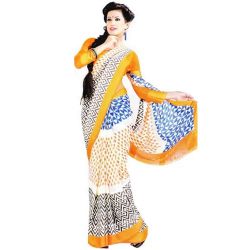 Outstanding Multicolor Georgette Satin Printed Saree to Worldwide_product.asp