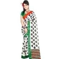 Exclusive White Coloured Dani Georgette Printed Saree with Floral Decors to Worldwide_product.asp
