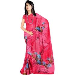 Stylish Women’s Printed Georgette Saree from Suredeal