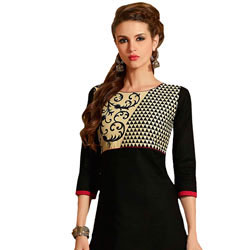 Trendsetting Printed Suit in Black Colour Collection to Lakshadweep