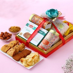 Amazing Sweets with Snacks Treats in Handle Basket to Hariyana