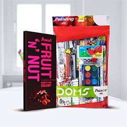 Remarkable Doms Painting Kit and Amul Chocolate Bar to India
