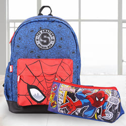 Wonderful Spiderman School Bag n Pencil Box Combo to Sivaganga