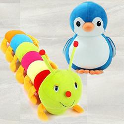 Exclusive Penguin N Caterpillar Twin Soft Toy for Kids to Rajamundri