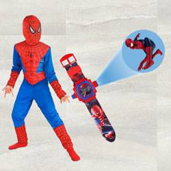 Marvelous Spiderman Projector Watch N Spiderman Costume for Kids to India
