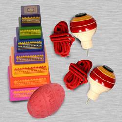 Marvelous Seven Stone Game with 2 Pairs of Spinning Top to Punalur