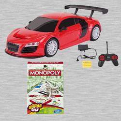 Marvelous Racing Car with Remote Control N Monopoly Grab N Go Game to Hariyana