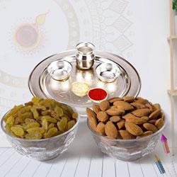 Remarkable Pooja Thali with Assorted Dry Fruits to Rajamundri