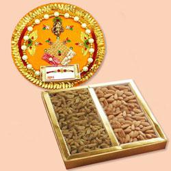 Attractive Pooja Thali with Assorted Dry Fruits to Sivaganga