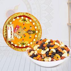 Wonderful Pooja Thali with Mixed Dry Fruits in a Bowl to Tirur