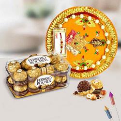 Marvelous Combo of Ferrero Rocher with Pooja Thali to Diwali-uk.asp