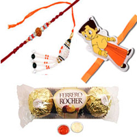 Ravishing Bhaiya Bhabhi Rakhi Set, Kid Rakhi And Ferrero Rochers to Rakhi-to-uk.asp