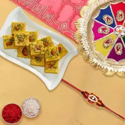 Delicious Patisha Pack N Rakhi Thali with One Fancy Rakhi to Uk-rakhi-hampers.asp
